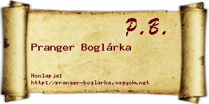 Pranger Boglárka névjegykártya