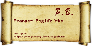 Pranger Boglárka névjegykártya